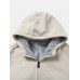 Men Corduroy Plus Velvets Hooded Warm Pure Zipper Retro Jackets