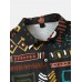 Mens Vintage Tribal Print Short Sleeve Front Buttons Shirts
