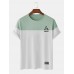 Mens Two Tone Geo Letter Print Casual Short Sleeve T  Shirts