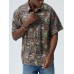 Mens Vintage Geometric Pattern Button Up Short Sleeve Shirts