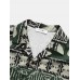 Mens Vintage Floral Geo Print Camp Collar Loose Short Sleeve Shirts