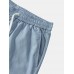Men Plain Color Drawstring Casual Mid Length Comfortable Stick Pants