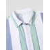 Mens Wide Striped Button Up Preppy Short Sleeve Shirts